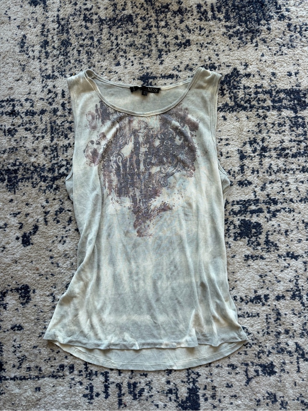 NESS Olive Green Graphic Tank Top